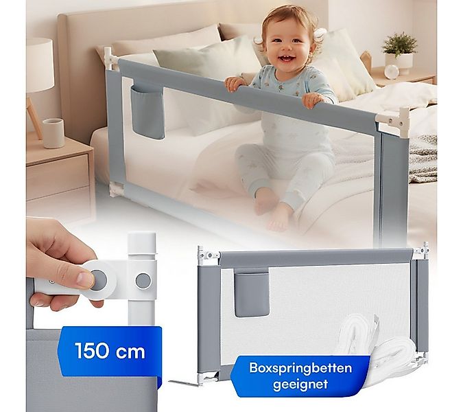 Bellabino Bettschutzgitter Drina höhenverstellbar 69–99 cm (Hellgrau, mit S günstig online kaufen