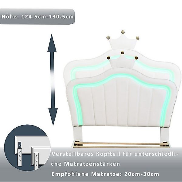 STILVORA Kinderbett 90x200 Polsterbet mit Matratze,Jugendbett mit LED-Leuch günstig online kaufen