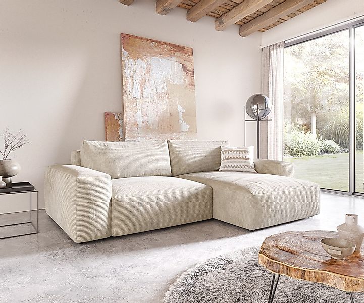 DELIFE Ecksofa Lanzo, XL Cord Beige günstig online kaufen