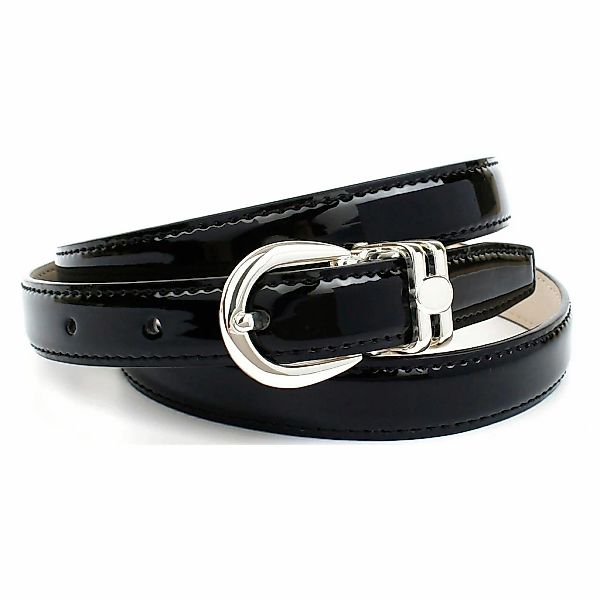 Anthoni Crown Ledergürtel in schmaler Form aus Lackleder, helle Rückseite günstig online kaufen