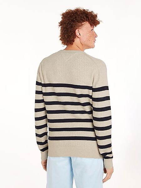 Tommy Hilfiger Strickpullover STRUCTURE CREW NK mit kontrastfarbenen Streif günstig online kaufen