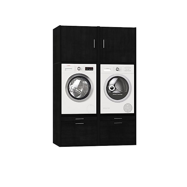 Waschturm Waschmaschinenschrank Twin collection 4.2 Schwarz Eiche-Optik günstig online kaufen