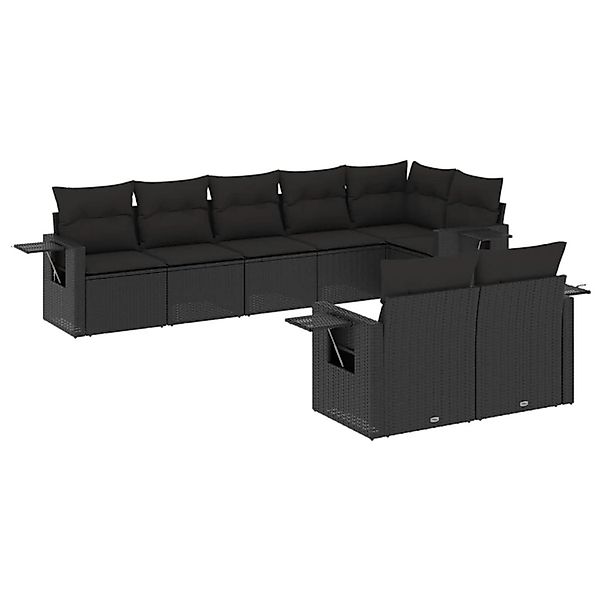 vidaXL 8-Tlg Garten-Sofagarnitur mit Kissen Schwarz Poly Rattan 3220414 günstig online kaufen