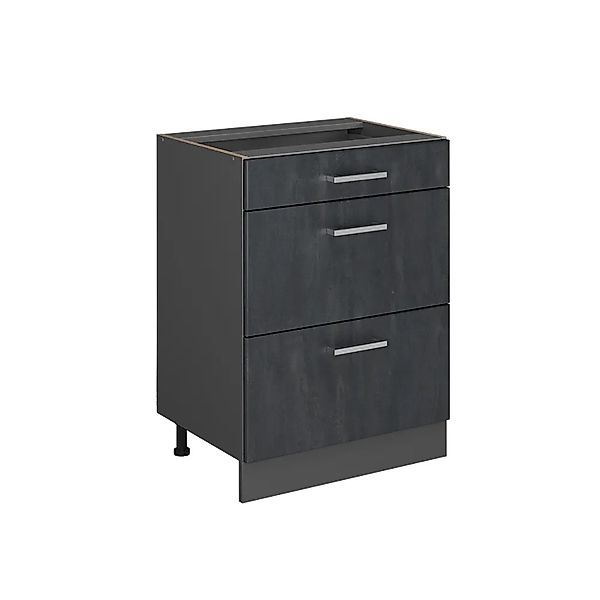 Vicco Küchenunterschrank R-Line Schwarz Beton 60 cm ohne Arbeitsplatte mit günstig online kaufen