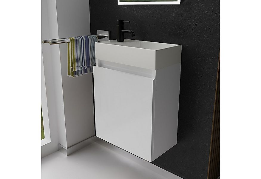 Alpenberger Badmöbel-Set Gäste WC Waschbecken mit Unterschrank - Badschrank günstig online kaufen