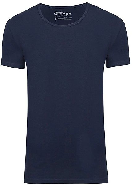 Garage Stretch Basic T-Shirt Dunkelblau Tiefer Rundhals - Größe M günstig online kaufen