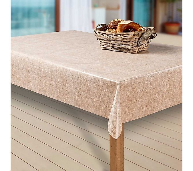 laro Tischdecke Wachstuch-Tischdecken Abwaschbar Leinenoptik. beige rechtec günstig online kaufen
