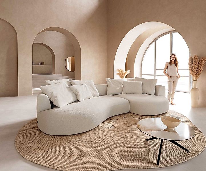 DELIFE Big-Sofa Edina, Bouclé Creme-Weiß 330x170 günstig online kaufen
