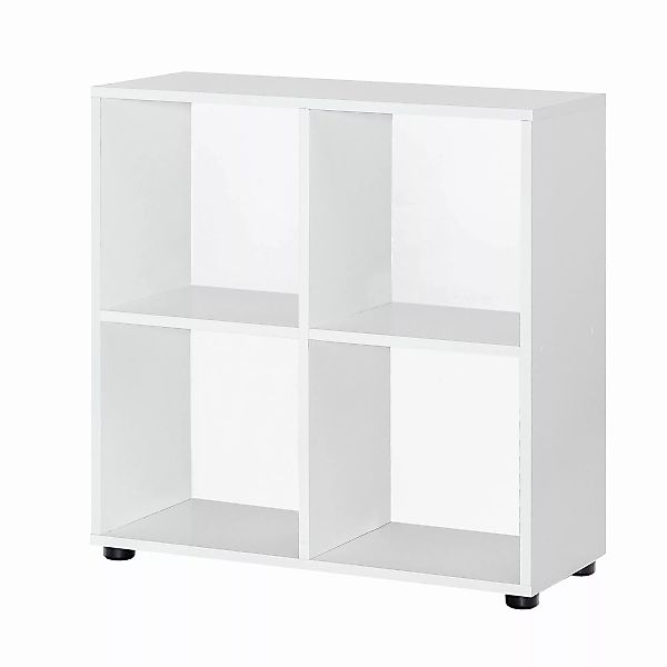 Design Bücherregal mit 4 Fächern Weiß 70 x 72 x 29 cm | Standregal Holz Reg günstig online kaufen