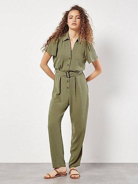 Apricot Jumpsuit Gathered Sleeve Button Down Jumpsuit (2-tlg) mit Knopfleis günstig online kaufen