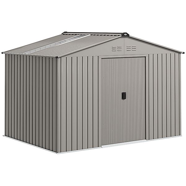 Outsunny Metall Gerätehaus 4,9 m², Gartenhaus mit Satteldach, Schiebetür, F günstig online kaufen