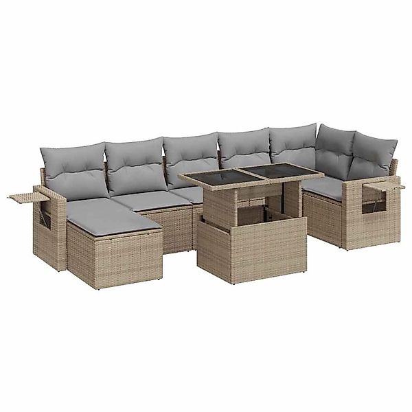vidaXL 8-Tlg Garten-Sofagarnitur mit Kissen Beige Poly Rattan 3326520 günstig online kaufen