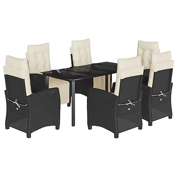 vidaXL 7-Tlg Garten-Essgruppe mit Kissen Schwarz Poly Rattan 3212957 günstig online kaufen