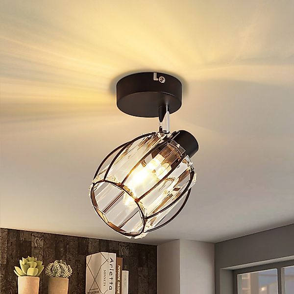 ZMH Deckenleuchte Whonzimmer Schwarz Kristall Modern günstig online kaufen