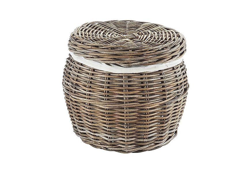 Kobolo Aufbewahrungskorb Wäschebehälter - Rattan - Stoffeinsatz und Deckel günstig online kaufen