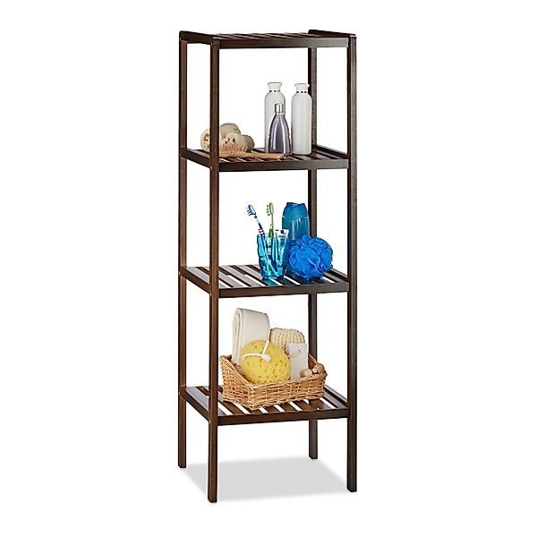 relaxdays Badregal Bambus Badregal mit 4 günstig online kaufen