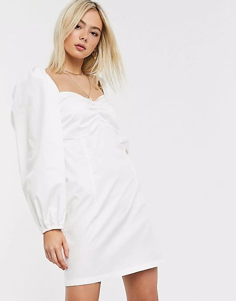 Stefania Vaidani – Heidi – Weißes Minikleid aus Popelin mit voluminösen Ärm günstig online kaufen