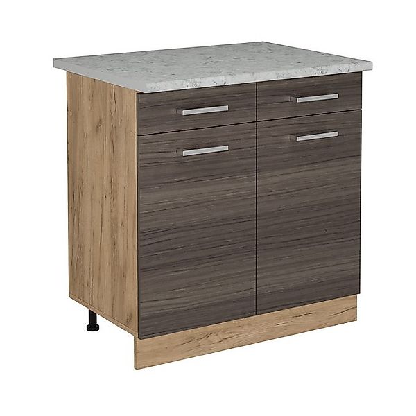 Vicco Unterschrank R-Line, Edelgrau/Goldkraft Eiche, 80 cm AP Marmor günstig online kaufen