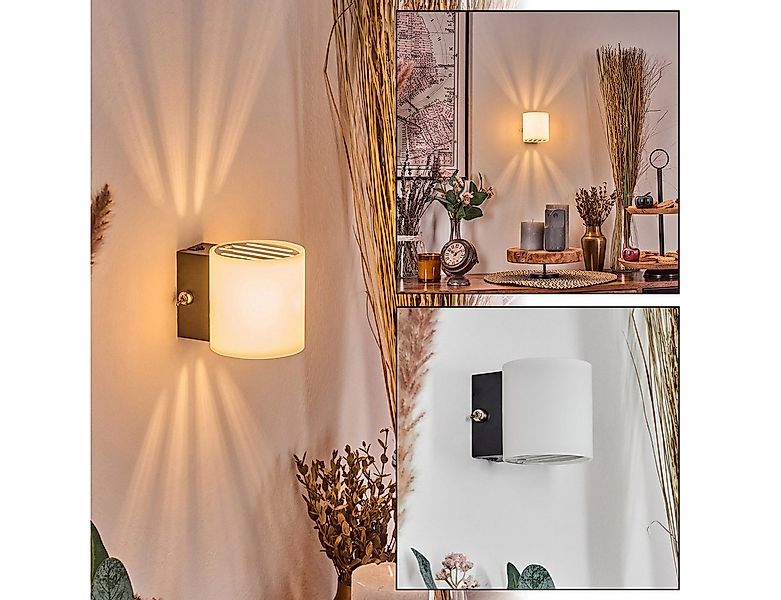 hofstein Wandleuchte Wandlampe aus Metall/Glas in Schwarz/Weiß, ohne Leucht günstig online kaufen