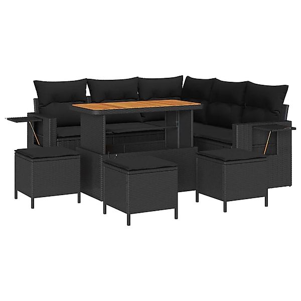 vidaXL Gartensofa-Set mit Kissen 10 Stk Schwarz Poly-Rattan 3363699 günstig online kaufen