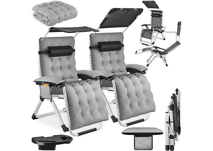 tectake Gartenstuhl Sonnenliege Cloud II mit Sonnendach, klappbar (Set., 2 günstig online kaufen