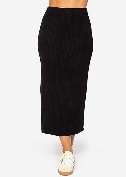SASSYCLASSY Strickrock Gerippter Midirock Damen mit günstig online kaufen