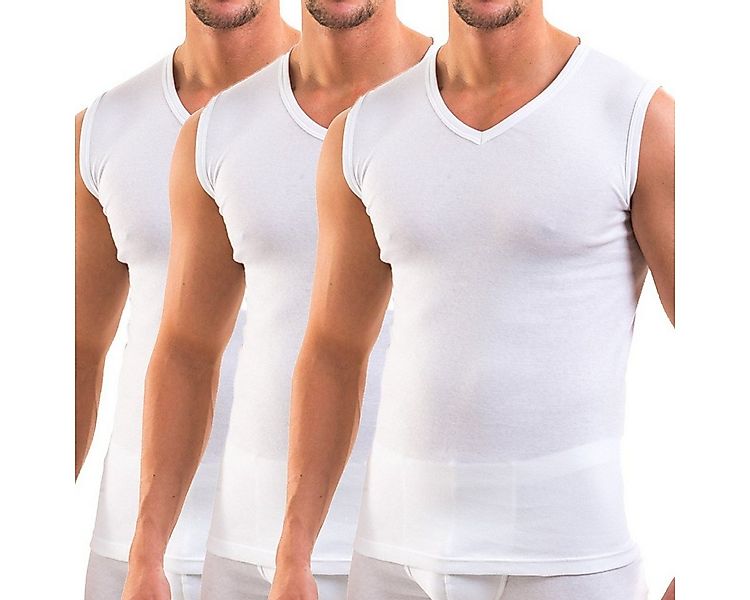 HERMKO Achseltop 3050 3er Pack Herren Muskelshirt V-Ausschnitt aus 100% Bio günstig online kaufen