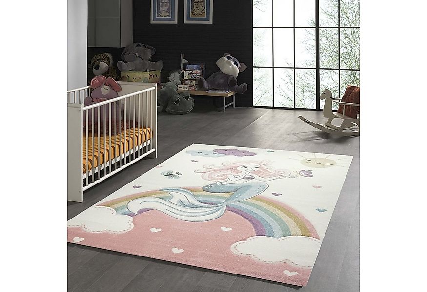 TeppichHome24 Kinderteppich Kinderteppich Meerjungfrau Prinzessin pastell, günstig online kaufen
