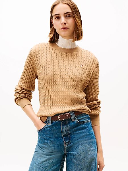 Tommy Hilfiger "CO CABLE C-NK LS SWEATER" Baumwolle, mit Zopfmuster günstig online kaufen