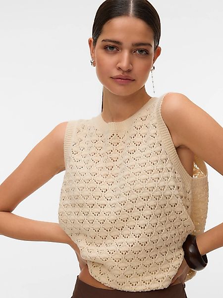 Vero Moda Stricktop "VMJAQUELINE SL O-NECK TOP BOO" mit zartem Ajourmuster günstig online kaufen