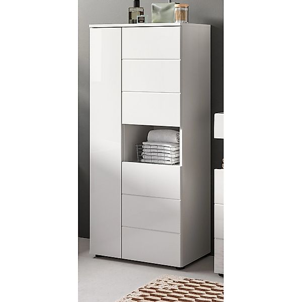 Inn.Furn Badezimmer Midischrank in Weiß Hochglanz 60 x 131 cm Larik günstig online kaufen