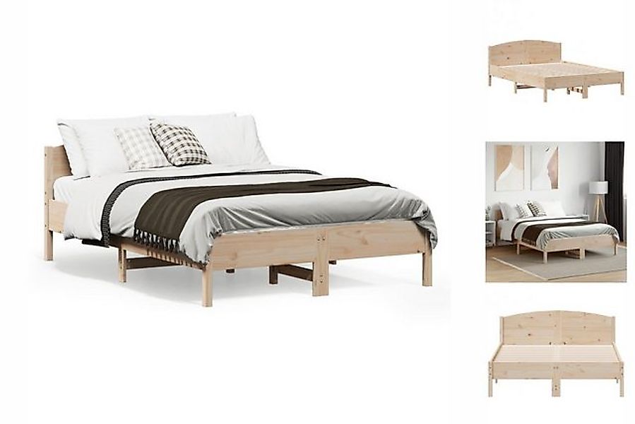 vidaXL Bettgestell Massivholzbett mit Kopfteil 120x190 cm Kiefer Bett Bettg günstig online kaufen