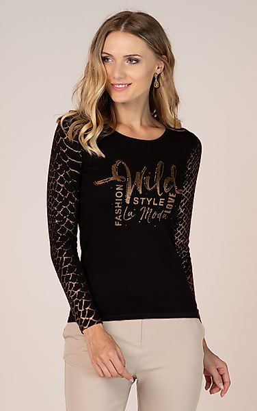 Passioni Strickpullover mit „Wild“-Print auf der günstig online kaufen