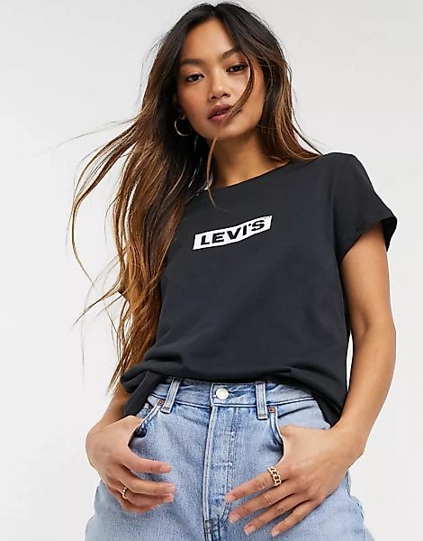 Levi's – Perfect – T-Shirt in Schwarz mit Box-Logo günstig online kaufen