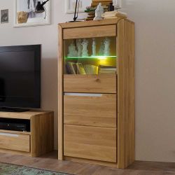 Schrankwand aus Wildeiche Massivholz 250 cm breit (dreiteilig) günstig online kaufen