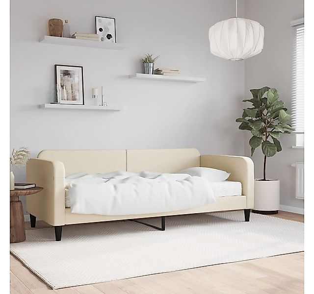 vidaXL Bett Tagesbett mit Matratze Creme 100x200 cm Stoff günstig online kaufen