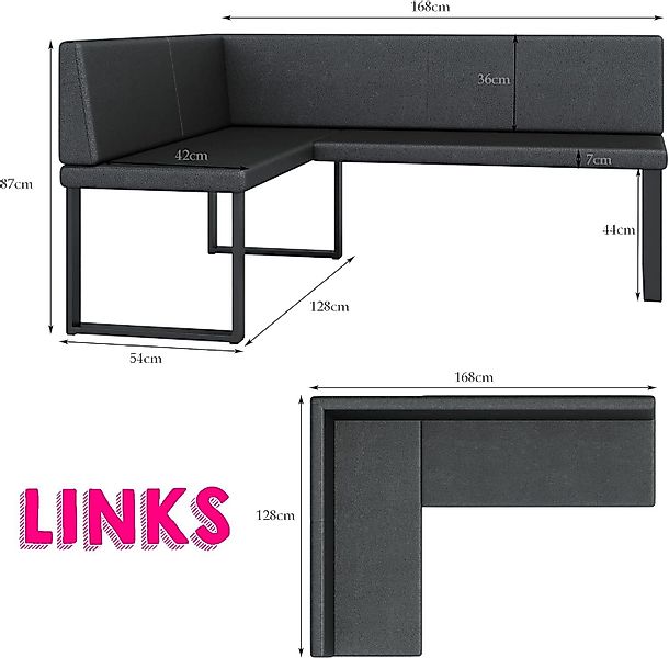 AN-MOEBEL4U Eckbankgruppe Eckbank ALINA Metall Set, günstig online kaufen