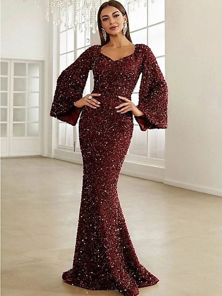 ZWY Abendkleid Modisches, hüftbetontes Paillettenkleid mit V-Ausschnitt (Bo günstig online kaufen