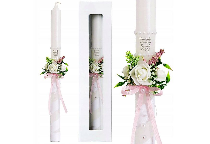PartyPal Formkerze Kommunionkerze mit Blumen – edles Andenken für Mädchen ( günstig online kaufen