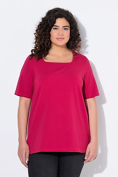 Ulla Popken T-Shirt T-Shirt A-Linie Carré-Ausschnitt günstig online kaufen