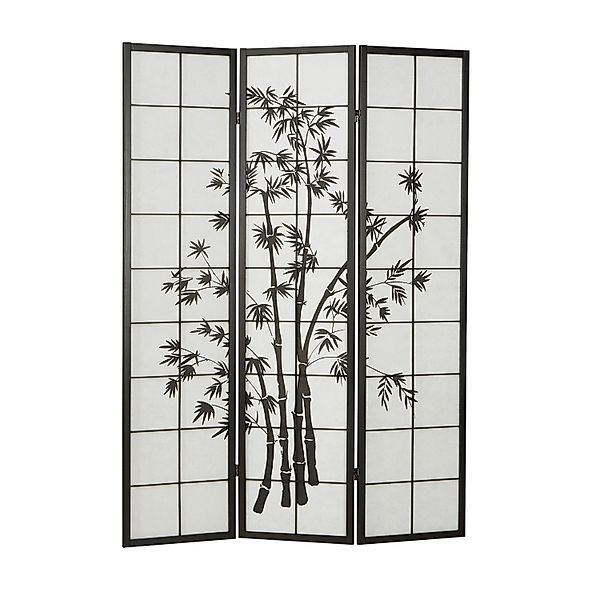 Homestyle4u 3-tlg. Paravent in Schwarz 132x179 cm 285 günstig online kaufen