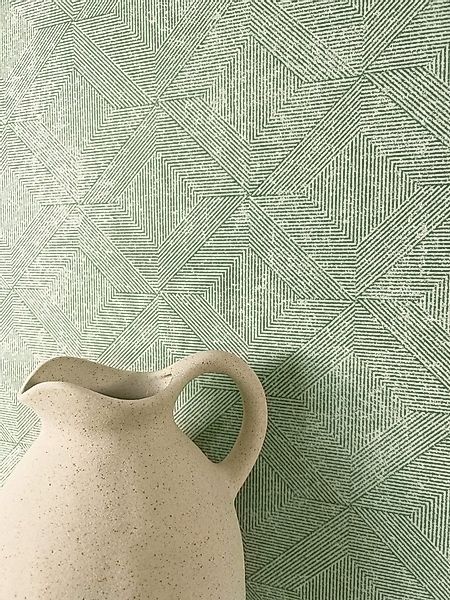 Newroom Vliestapete, Grün Tapete Modern Rauten - Mustertapete Retro Mint Gr günstig online kaufen