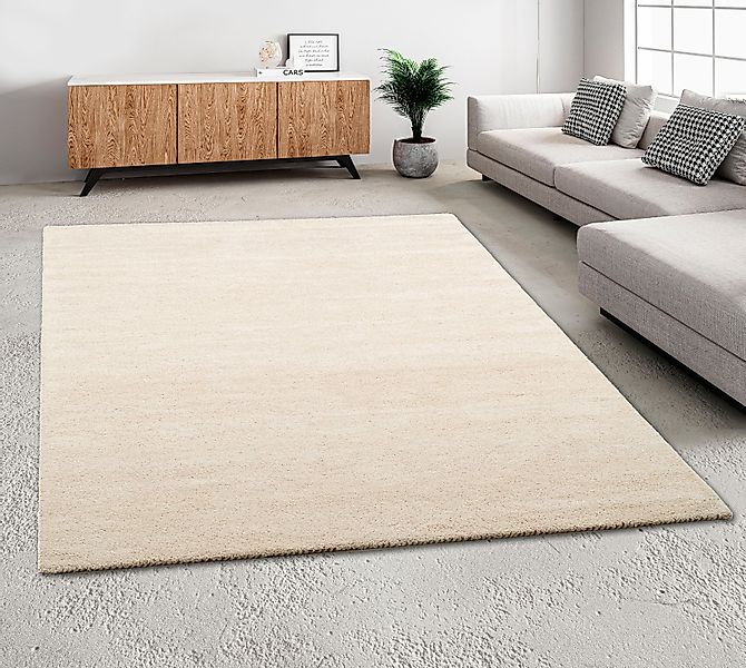 THEKO Wollteppich "Gabbeh Uni, Handgefertigt, Teppich, meliert, reine Wolle günstig online kaufen