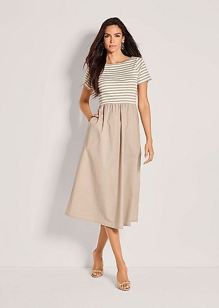 MADELEINE Maxikleid Baumwollkleid mit Streifendetails Midikleid mit U-Boot- günstig online kaufen