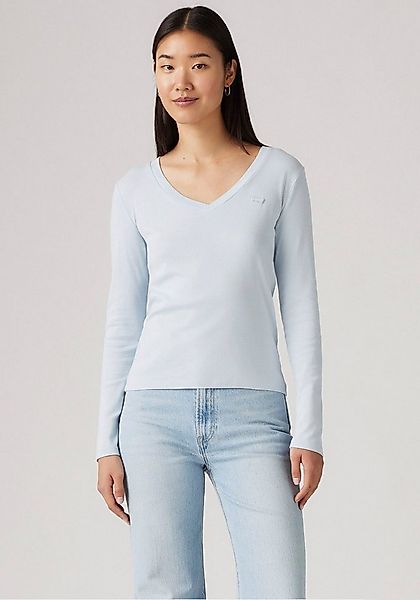 Levi's® Langarmshirt ESSENTIAL HM LS VNECK mit Logo Stickerei günstig online kaufen