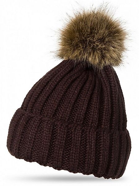 Caspar Bommelmütze MU054 Damen Winter Strickmütze mit großem Kunstfell Bomm günstig online kaufen