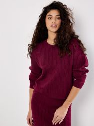 Apricot Strickpullover Zopfstrickpullover, (1-tlg) mit Fledermausärmeln günstig online kaufen