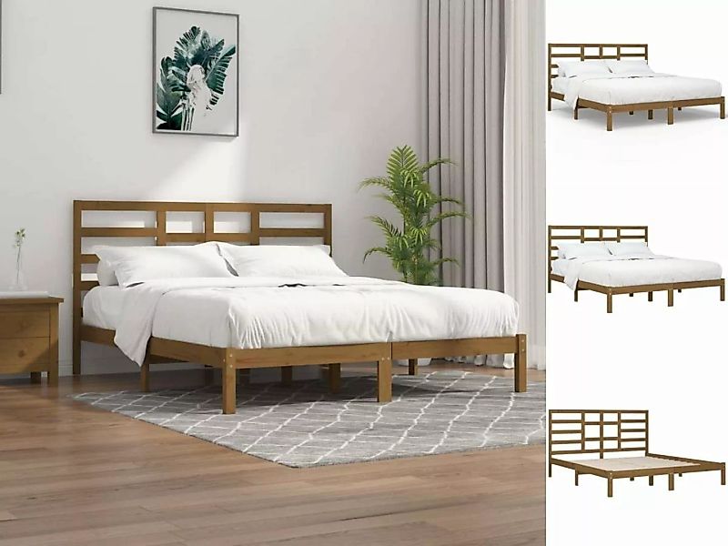 vidaXL Bettgestell Massivholzbett Honigbraun 200x200 cm Bett Holz Bettgeste günstig online kaufen