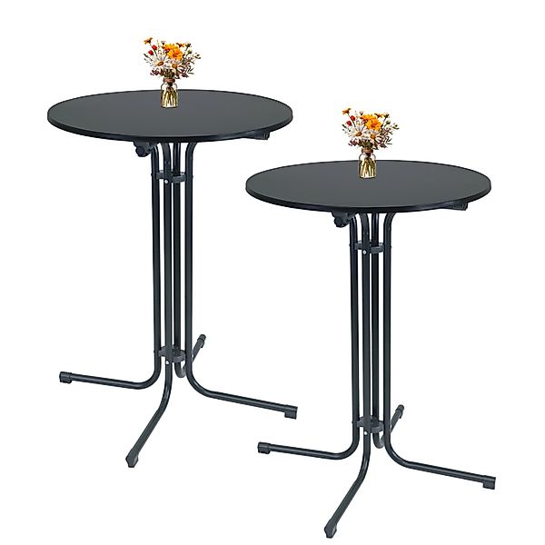 TRUTZHOLM 2x Stehtisch Klappbar Durchmesser 80 cm Höhe 110 cm Stahl Anthraz günstig online kaufen