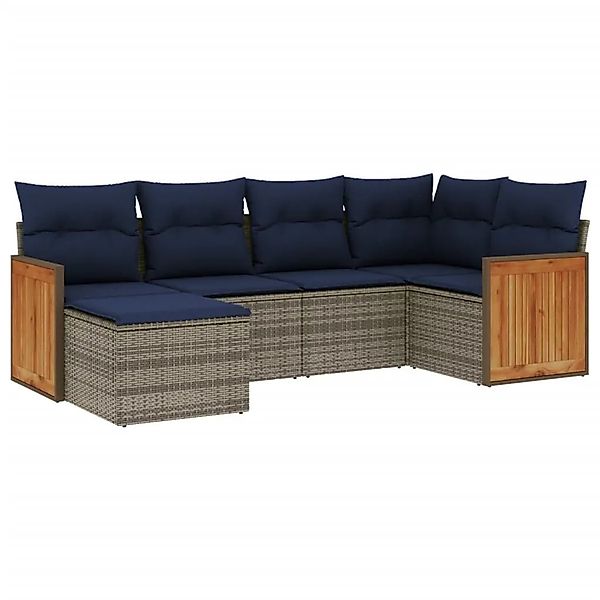 vidaXL 6-Tlg Gartensofa-Set mit Kissen Grau Polyrattan 3227860 günstig online kaufen